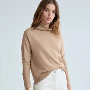 Aritzia Wilfred Cyprie Sweater 100% Wool Rollneck in Beige Tan Size Medium